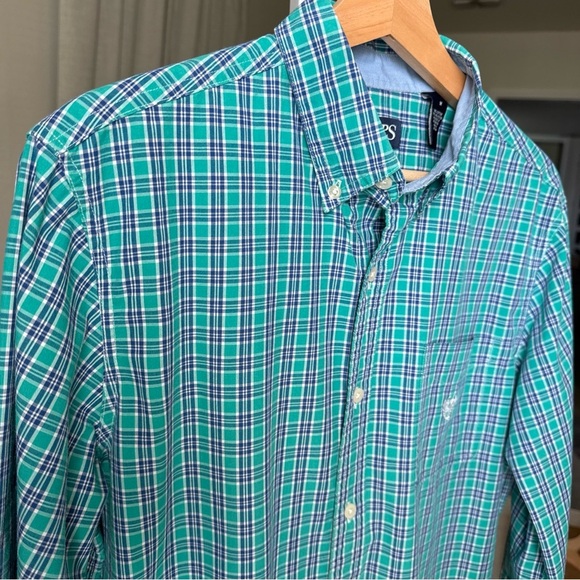 Chaps Men’s L/S Green/blue Plaid Button Up Size M - Picture 4 of 12